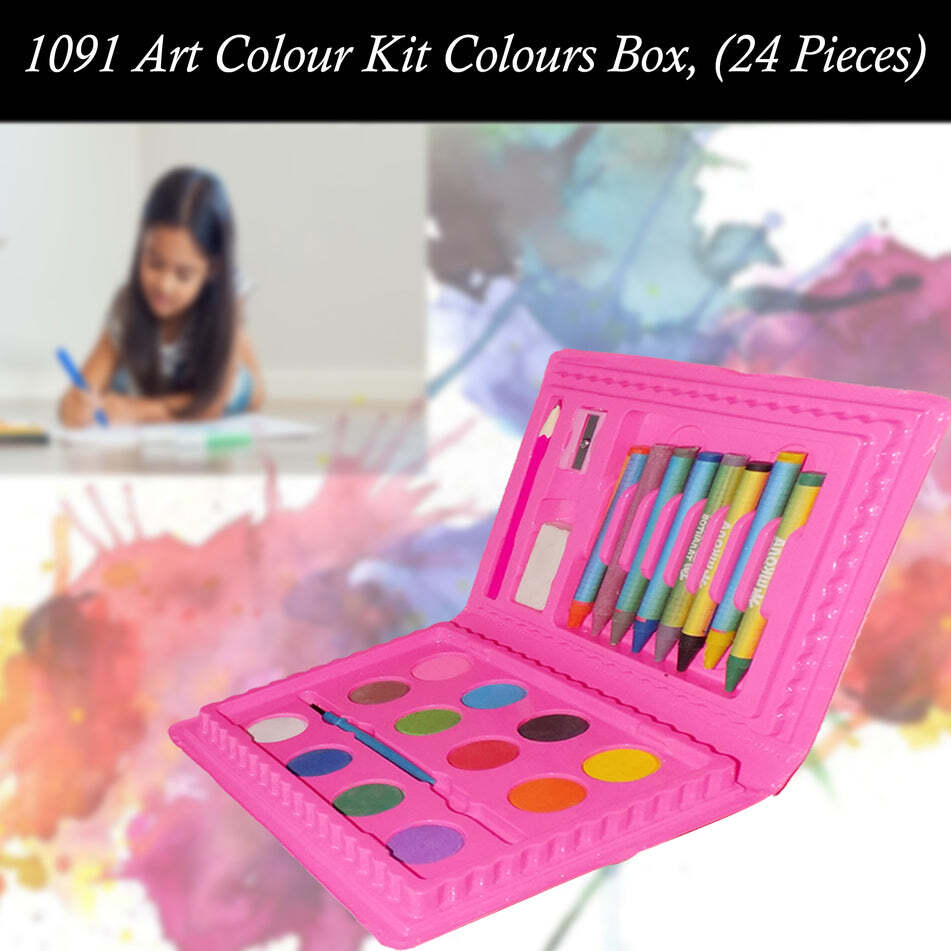 Coloring Combo Colors Box - 24 Pieces, Multi-colored Non-toxic Art Set With Pencils, Crayons, Watercolors, Sketch Pens, Oil Pastels, Sharpener, And Eraser For Kids Aged 1-13 Years