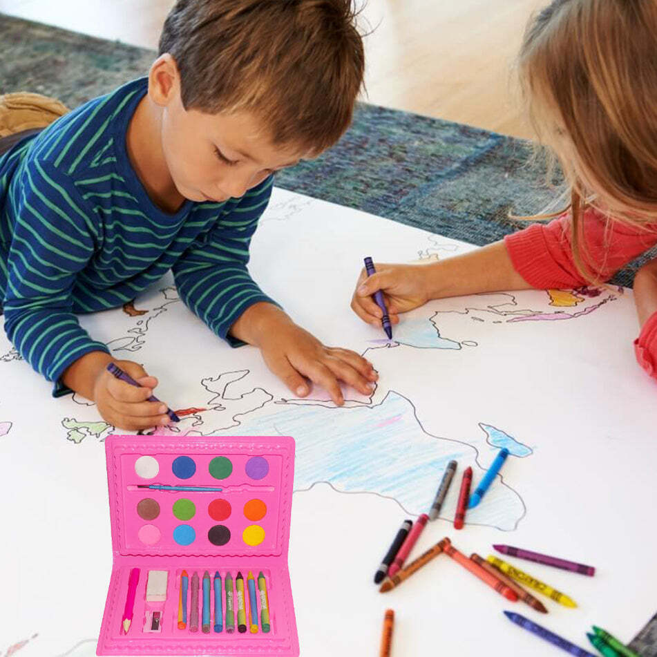 Coloring Combo Colors Box - 24 Pieces, Multi-colored Non-toxic Art Set With Pencils, Crayons, Watercolors, Sketch Pens, Oil Pastels, Sharpener, And Eraser For Kids Aged 1-13 Years