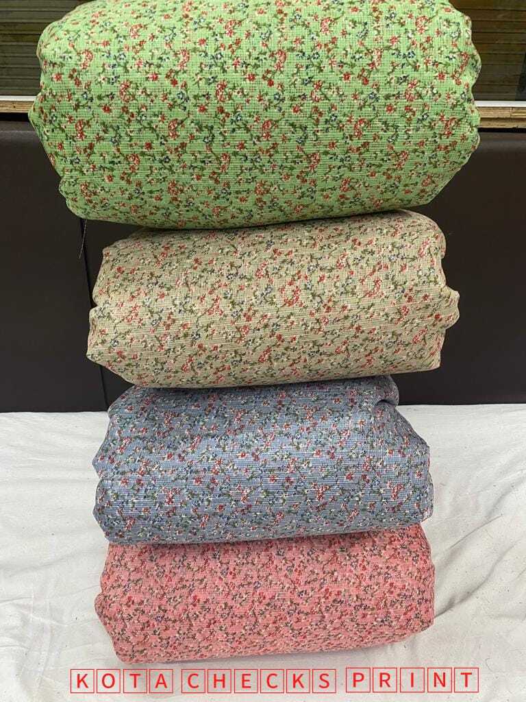 Kota Check Fabric - Printed Check Fabric, Multicolor, Quick Dry, Machine Washable, Commercial Use, Plain Style, Textured Design