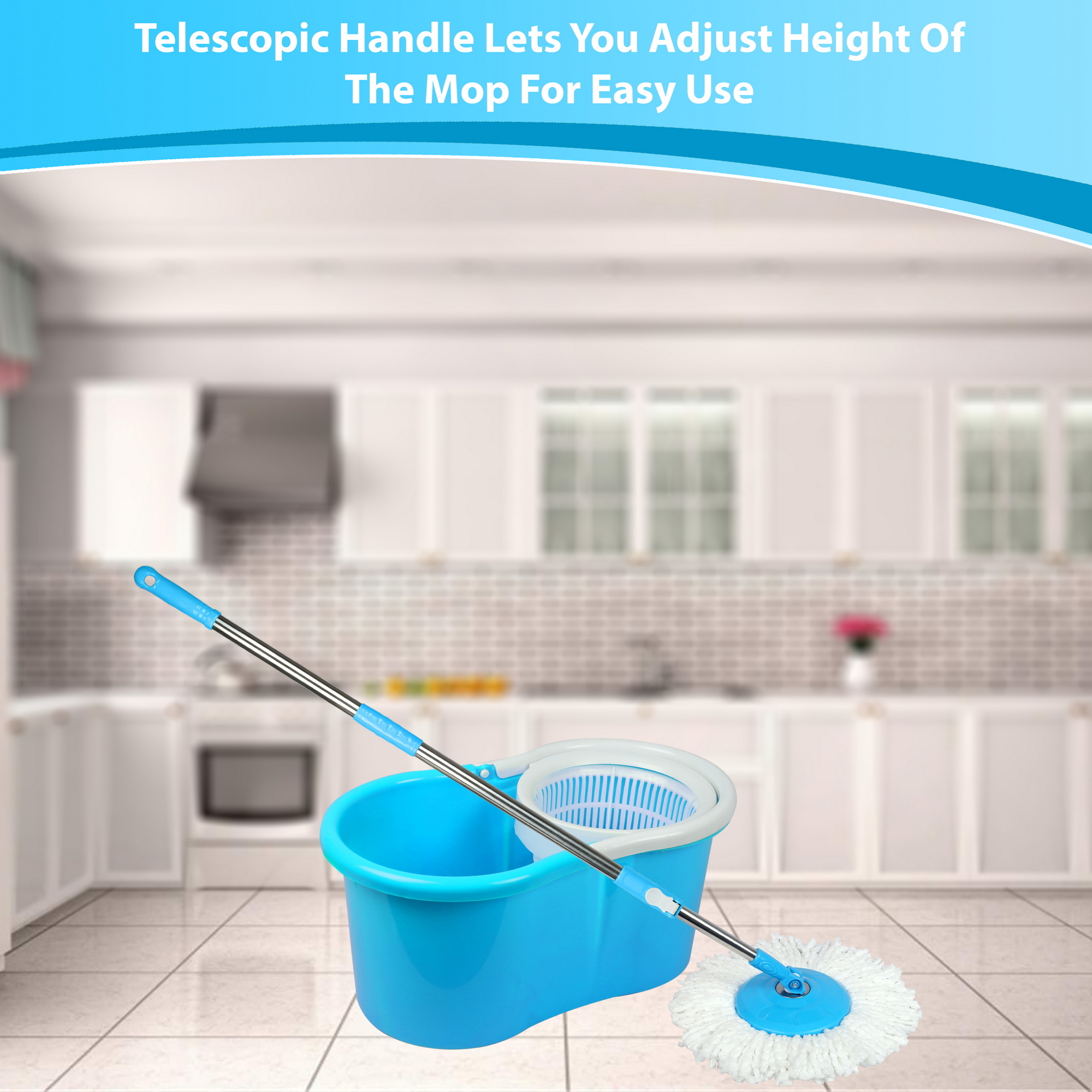Blue 360 Degree Spin Mop Steel