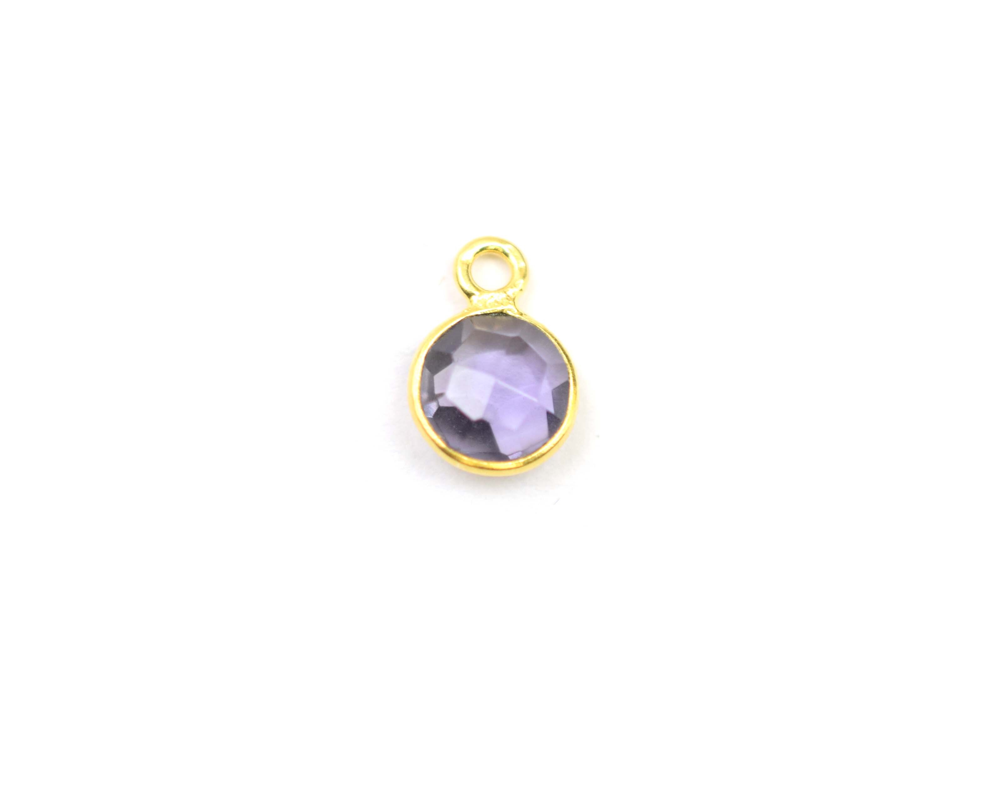 925 Sterling Silver 6-12mm Round Multi Gemstone Bezel Connector, Gold Plated Finish, Handcrafted, Nickel Free, Anti-tarnish