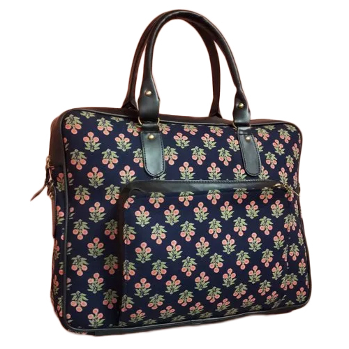 ब्लू-ब्लैक-मल्टीकलर लेडीज़ ज़िपर लैपटॉप बैग