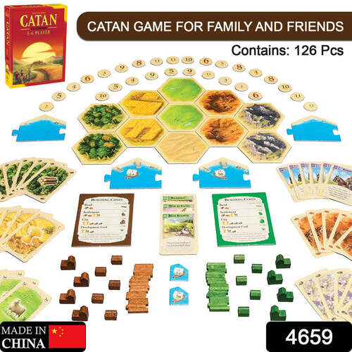 Catan Board Game Extension 5 To 6 Players (4659) - 126 Pieces, Includes 11 Unique Terrain Tiles, 30 Plastic Roads, 10 Settlements, 8 Cities, 25 Resource Cards, 9 Development Cards