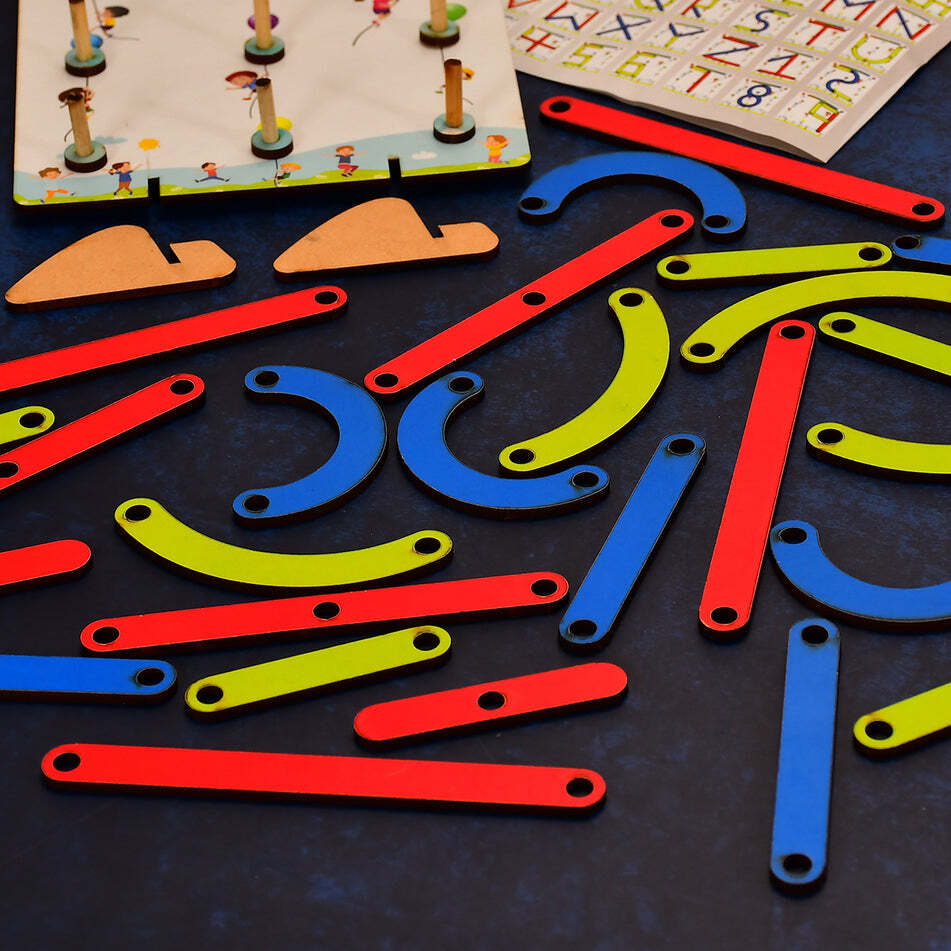 Alpha Numeric Puzzle Construction Puzzle Toys (3497) - Wooden