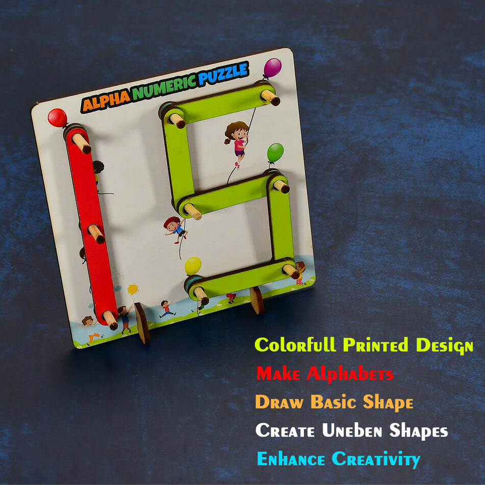 Alpha Numeric Puzzle Construction Puzzle Toys (3497) - Wooden