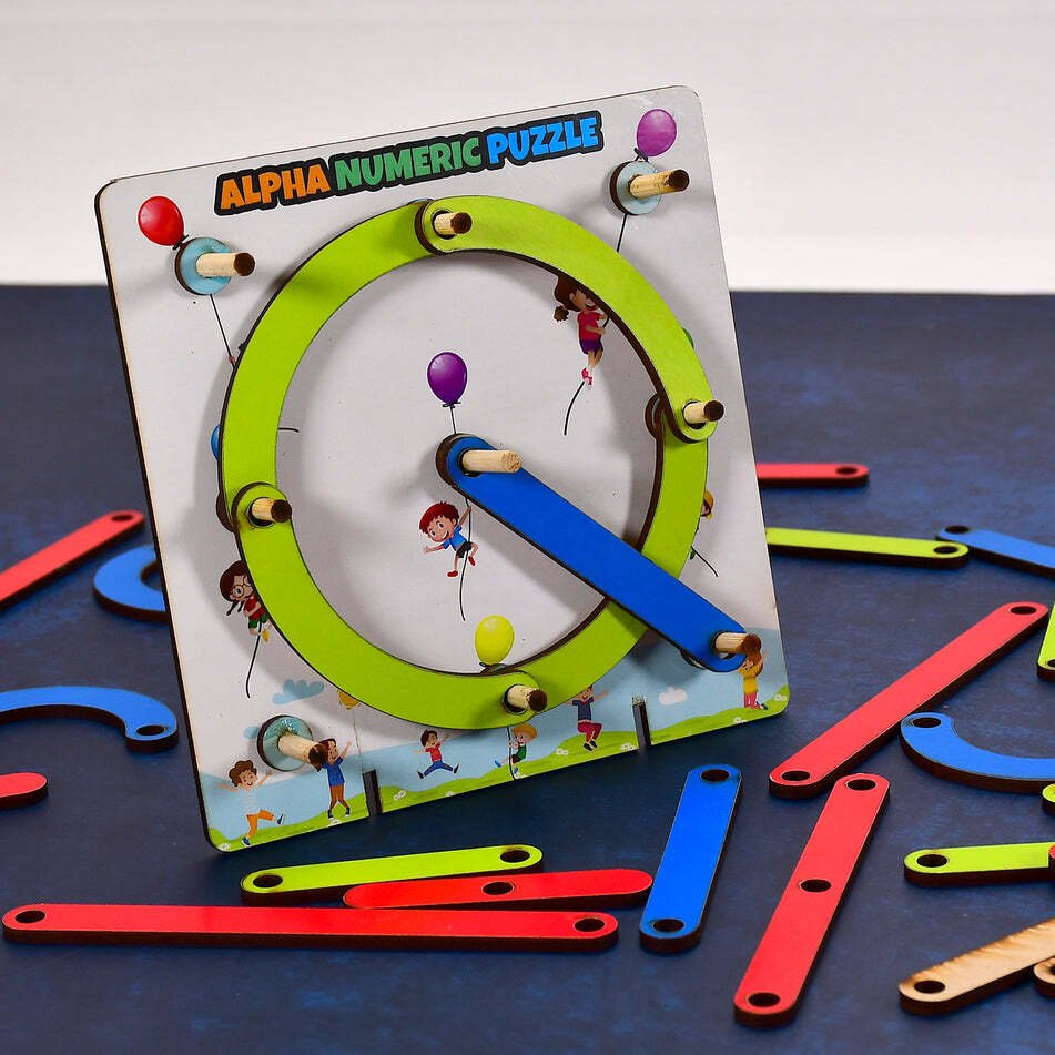 Alpha Numeric Puzzle Construction Puzzle Toys (3497) - Wooden