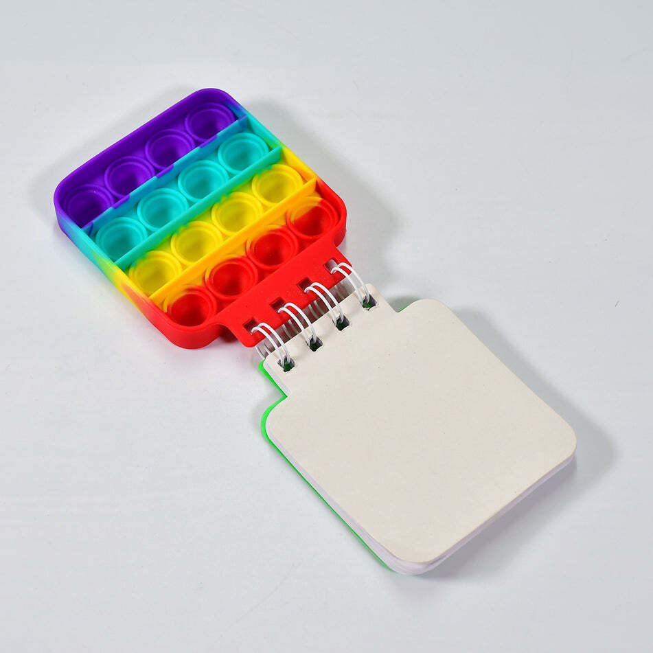 Square Pop It Fidget Spiral Notebook Bubble Push Pop Fidget Silicon Toy - Silicone, 24x14x4 Cm, Multi-color | Fun Stress Relief Notepad With Pop Bubbles, Ideal Gift For All Ages