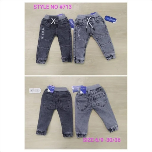 Kids Denim Joggers - Denim, Customized Size, Customized Color | Washable, Plain Pattern, Modern Style, For Boys, Winter Wear