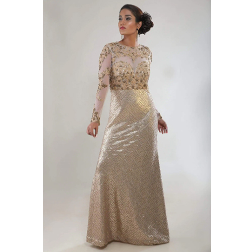 Beige Indian Wedding Gown at 39800.00 INR in Chennai, Tamil Nadu | Kk Nihal  Venture Private Limited