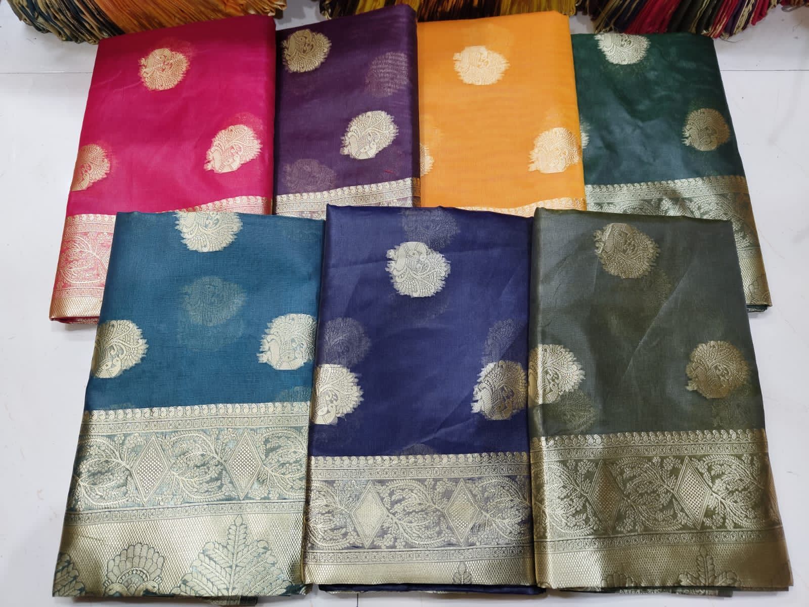Rich Organza Saree - Full Length With Blouse Set, Mix Color | Breathable, No Fade, Washable, Suitable For All Seasons