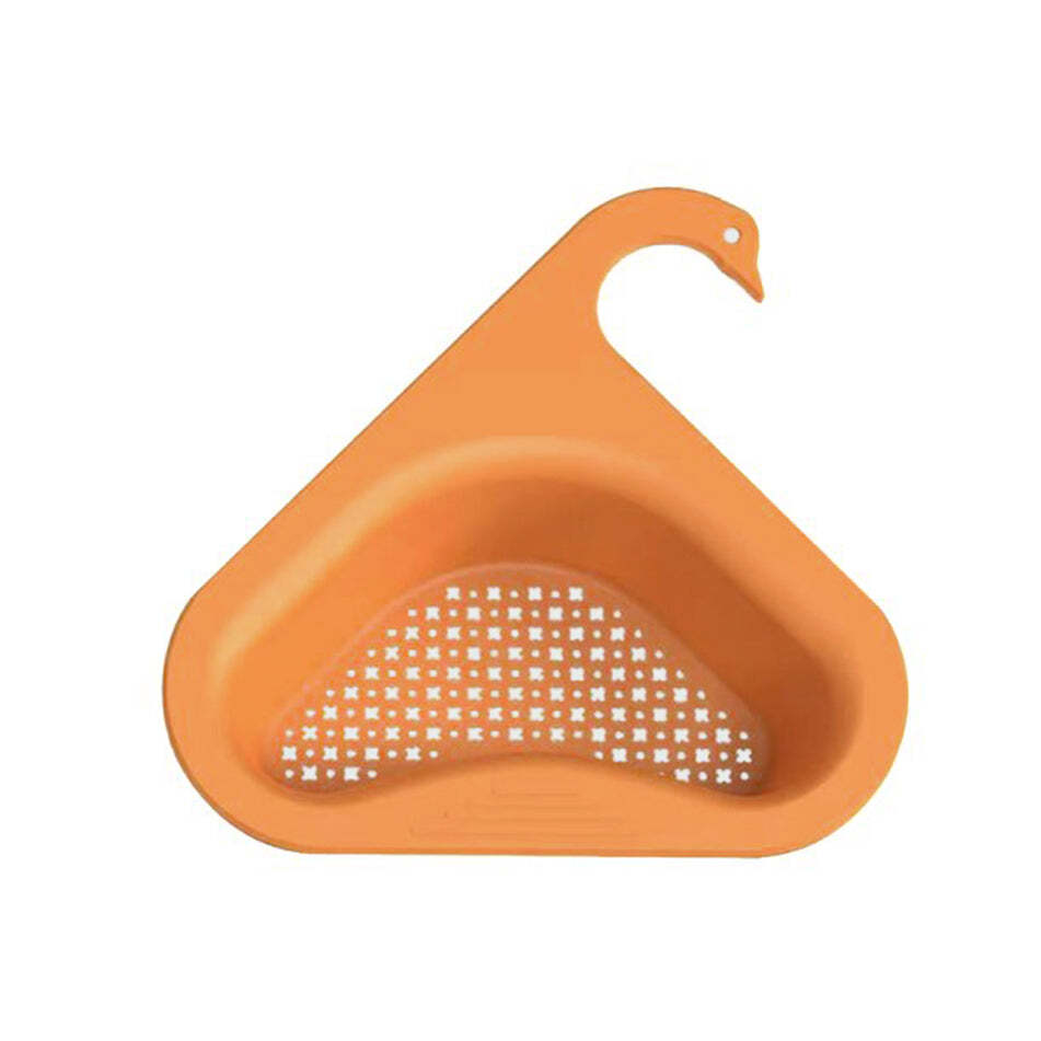Swan Drain Strainer - Durable Plastic, 22x24x7 Cm | Triangular Design, Punch-free, Space-saving, Ventilated For Optimal Drainage