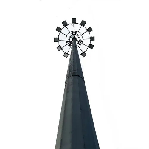 High Mast Lighting Pole - Galvanized Iron, 12.5 M Round Design, Metal Quality for Highway Applications