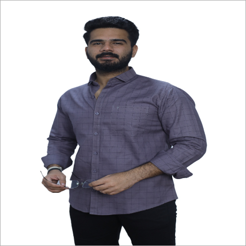 Cotton Violet Check Shirt - Full Sleeves, Classic Collar, Black Color | Beaded Closure for Summer Style