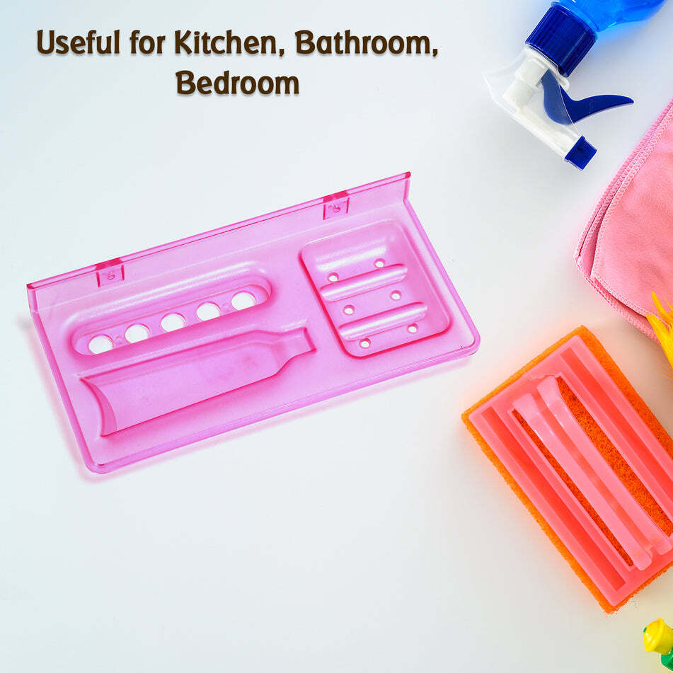 Soap Dish Toothpaste And Brush Holder 2 Pcs - Polycarbonate Resin, 3 In 1 Set, Multi-color | Unbreakable, Durable, Easy Mount, Rust Proof, Easy To Clean
