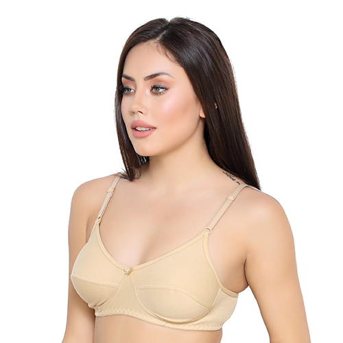 Ladies Light Cotton Non Padded Bra - High Quality Super Soft Chicken-cotton Fabric Adjustable Broad Straps Wire-free Mould Cup For Full Coverage