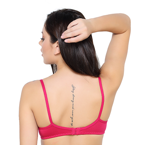 Ladies Cotton Non Padded Bra - High Quality Chicken-cotton Fabric Red | Broad Adjustable Straps Full Coverage Wire-free Mould Cups Beautiful Neck Design