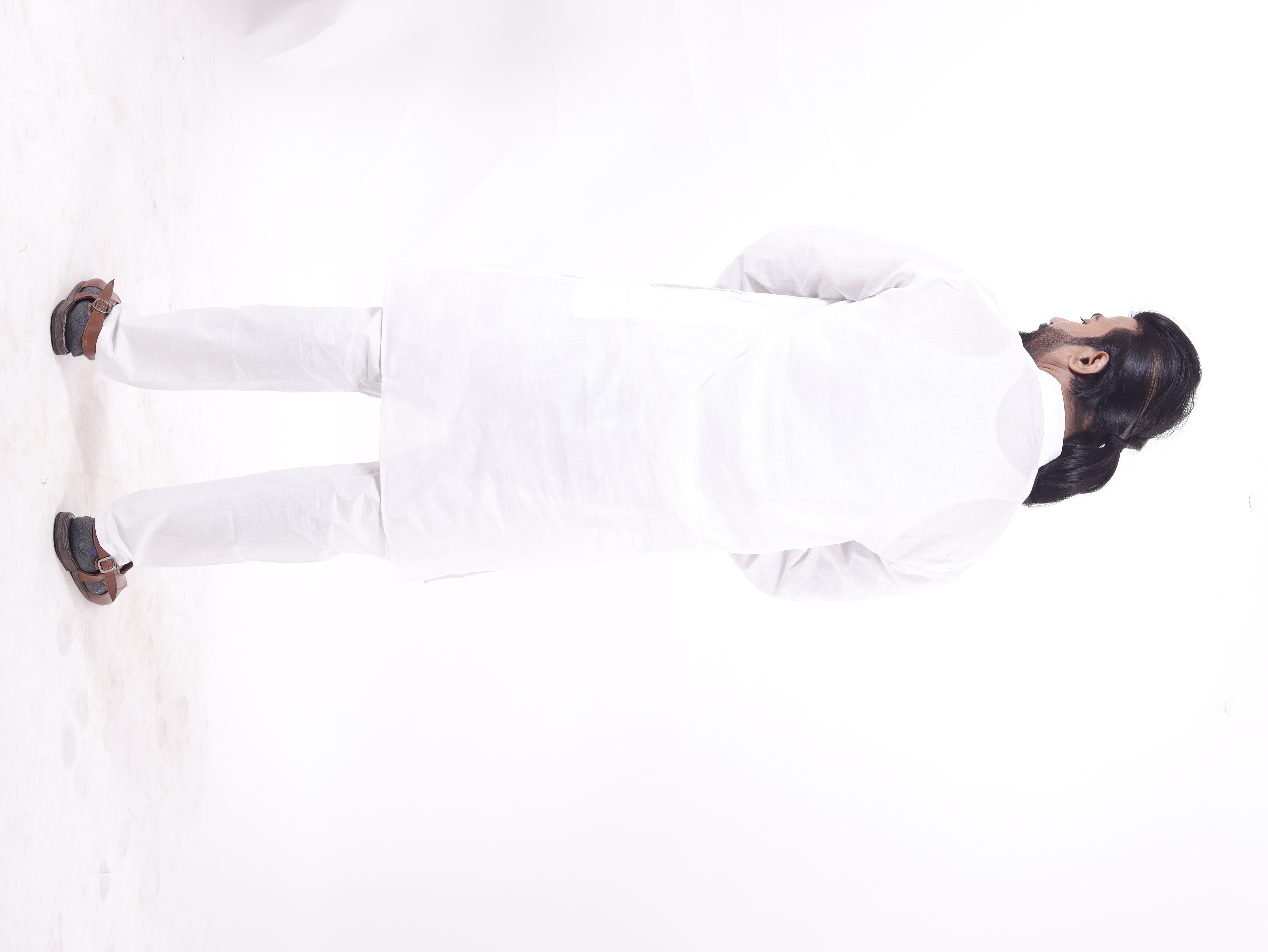 Pc Cotton Kurta - Sizes 38-44 | Breathable, Quick Dry, Embroidered Mandarin Collar, Long Sleeves, Modern Style