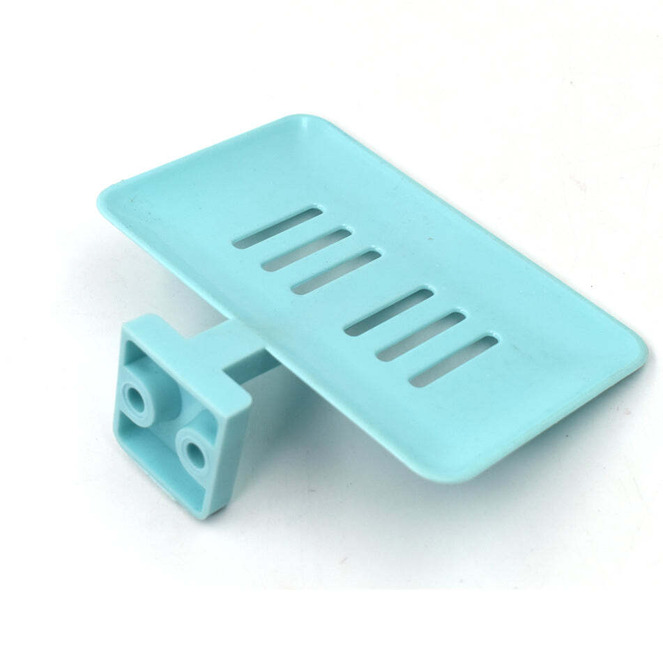 Plastic Wall Mounted Soap Holder Rack Soap Dish Tray (3701) - Plastic, 14x11x4 Cm | Multi-color, Lightweight, Convenient Wall-mount Design, Compact Size