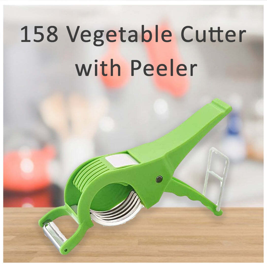 Famous Multi Cutter With Peeler - Plastic Construction | 5 Extra-sharp Stainless Steel Blades, Ergonomic Handle, Convenient Attached Peeler, Smooth Vegetable And Fruit Cutting