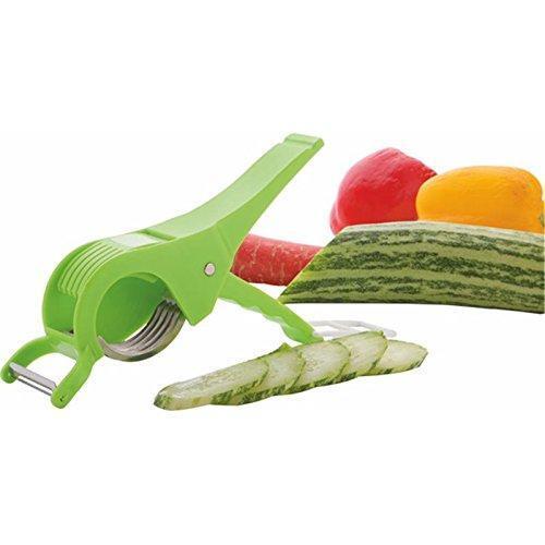 Famous Multi Cutter With Peeler - Plastic Construction | 5 Extra-sharp Stainless Steel Blades, Ergonomic Handle, Convenient Attached Peeler, Smooth Vegetable And Fruit Cutting