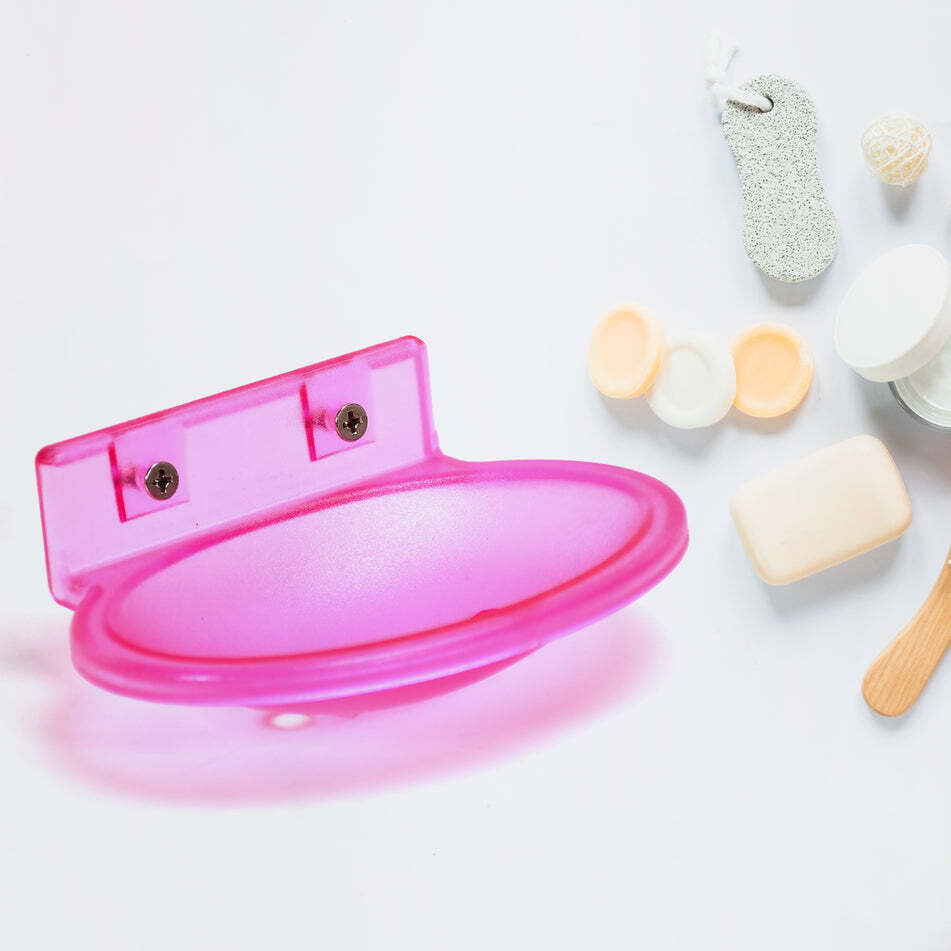 Ovel Shape Soap Dish Tray Soap Holder Soap Box 2 Pcs (7643) - Plastic, 16x12x7 Cm | Versatile Mounting, Smooth Surface, Convenient Dual Holder Options