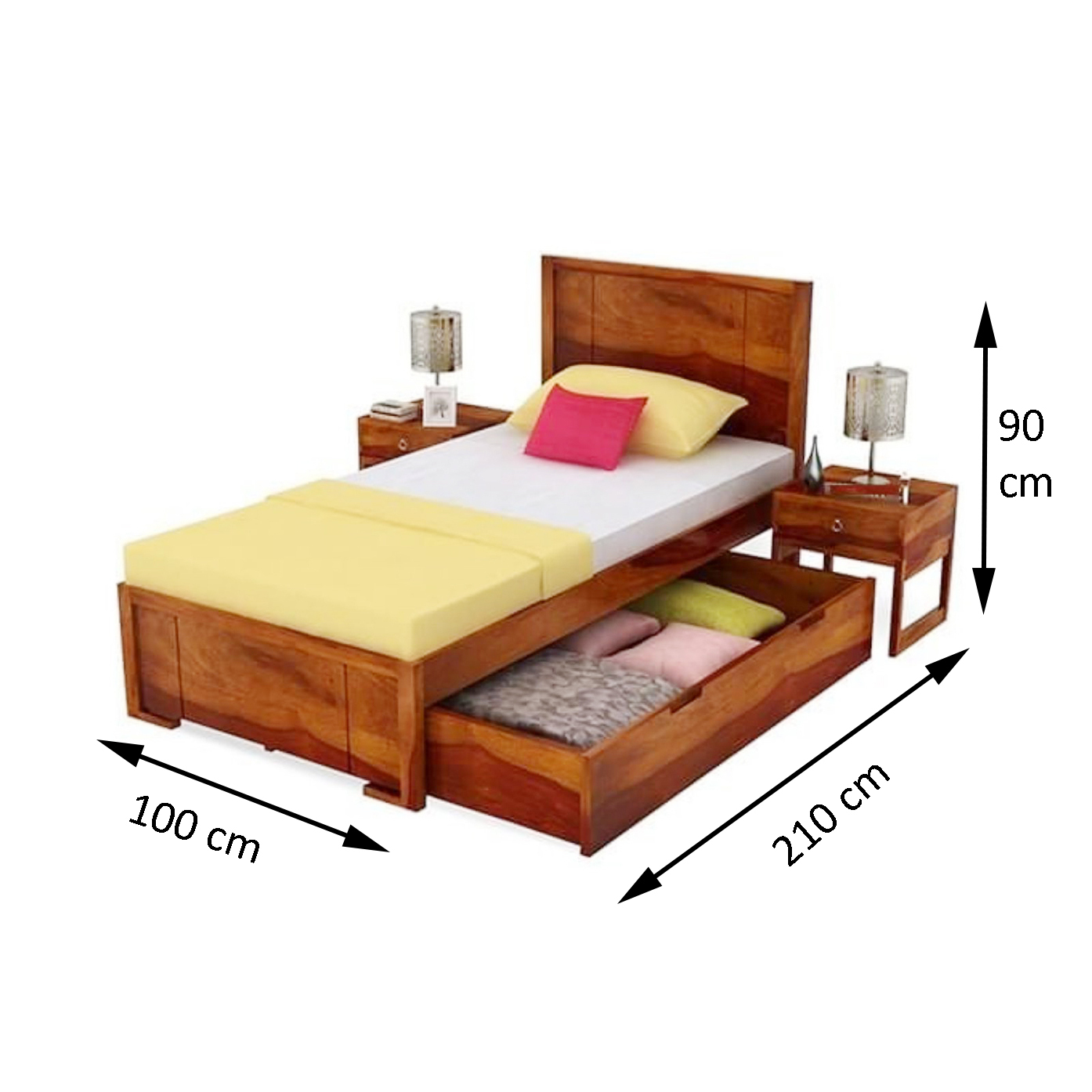 Single Bed With Storage And 2 Bed Side Fssb002 - Color: Brown