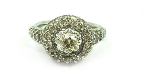 2.01 Ct Round Egl Certified Diamond 10k White Gold Bridal Ring