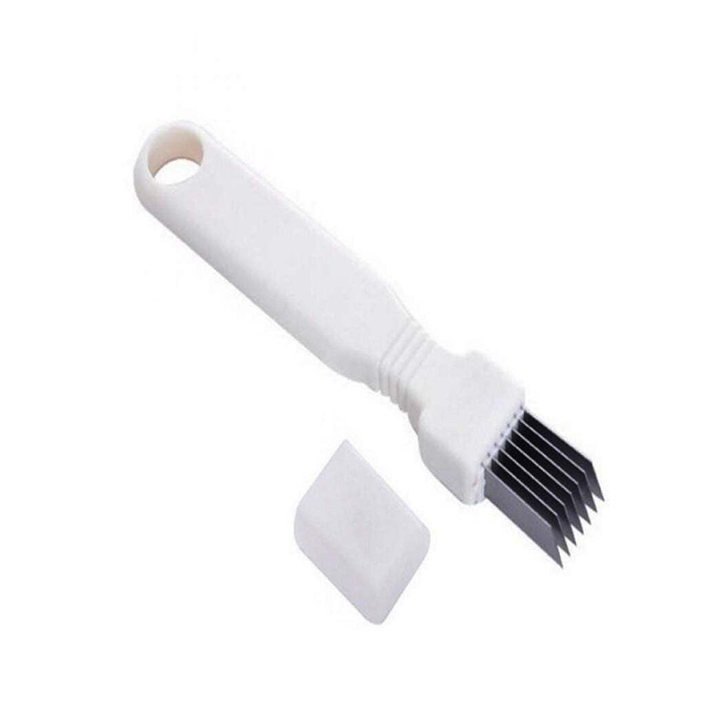 Vegetable Negi Cutter(0124) - Stainless Steel + Plastic, 16cm X 2.5cm X 1.5cm | Mix Colour, Ideal For Home And Commercial Kitchen Use