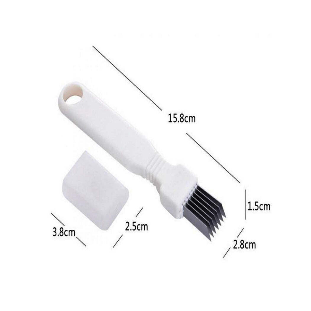 Vegetable Negi Cutter(0124) - Stainless Steel + Plastic, 16cm X 2.5cm X 1.5cm | Mix Colour, Ideal For Home And Commercial Kitchen Use