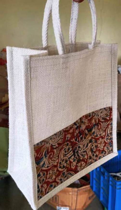 Double Color Jute Bag - Custom Size And Color | Reusable, Washable, Patch Handle, Perfect For Shopping And Promotional Uses