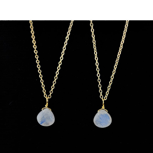 Same As Photo Rainbow Moonstone Heart Shape 10mm Gold Vermeil Wire Wrapped Necklace