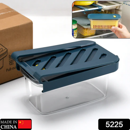एयर टाइट कंटेनर पुल आउट स्टोरेज रैक बॉक्स फ्रिज हैंगिंग ऑर्गनाइज़र फ्रिज शेल्फ 5225 के साथ रेफ्रिजरेटर ड्रॉअर