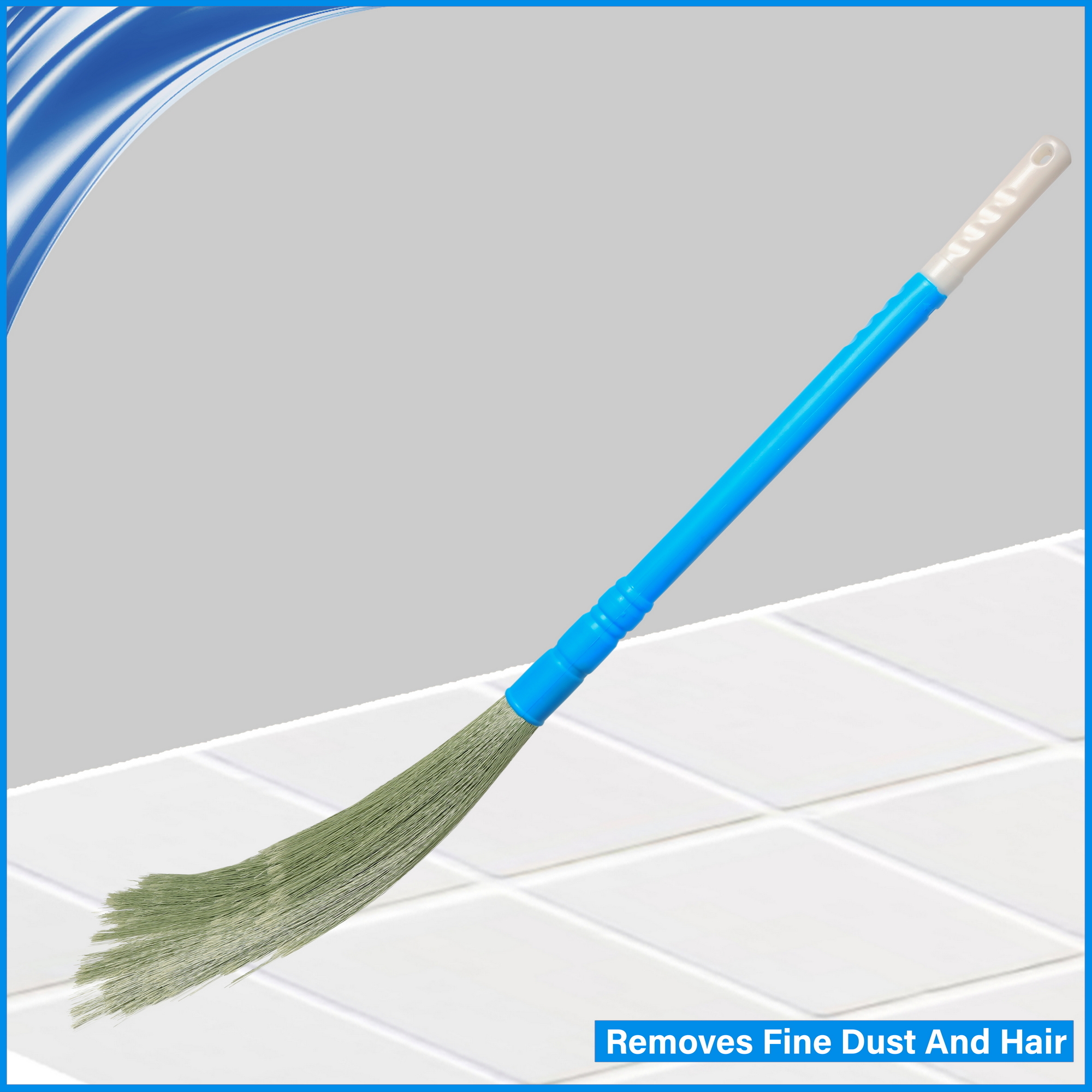 Fastclean No Dust Broom Extendable - Plastic Fiber, Dustless & Washable, Blue Shade, Lasts 3x Longer, Ideal For Efficient Floor Cleaning