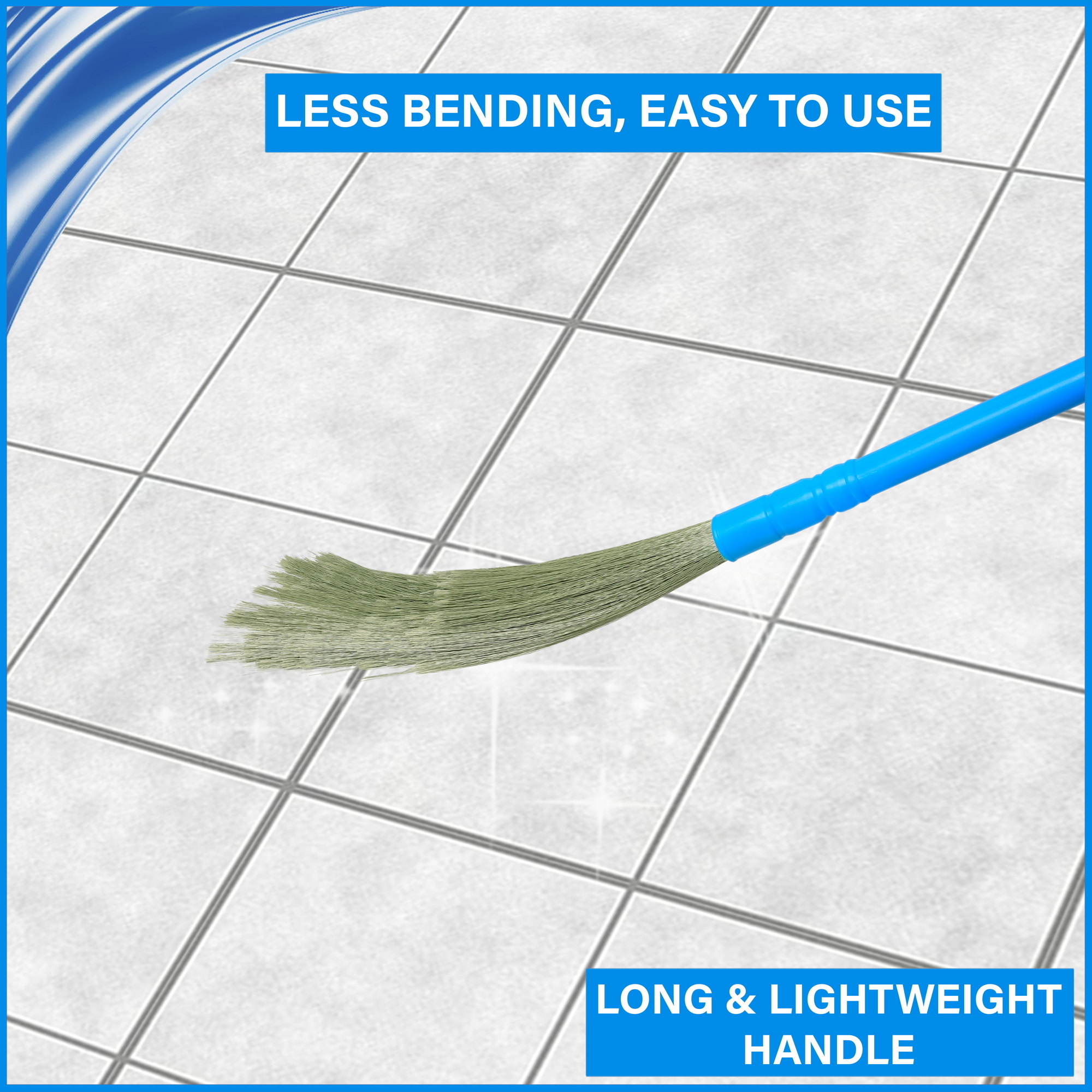 Fastclean No Dust Broom Extendable - Plastic Fiber, Dustless & Washable, Blue Shade, Lasts 3x Longer, Ideal For Efficient Floor Cleaning