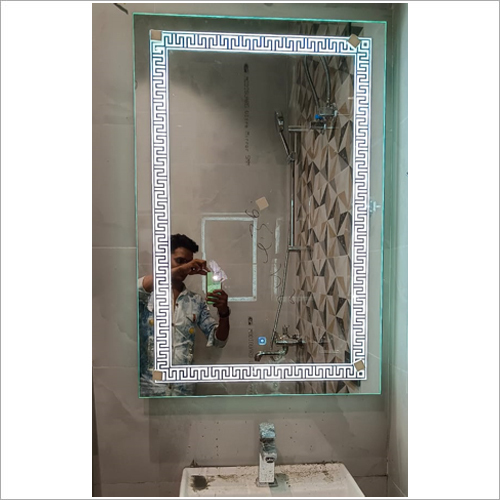 Designer Mirror - Glass, 6-19mm Thickness | Round Shape, Led Light Connector, Silver & Transparent Finish