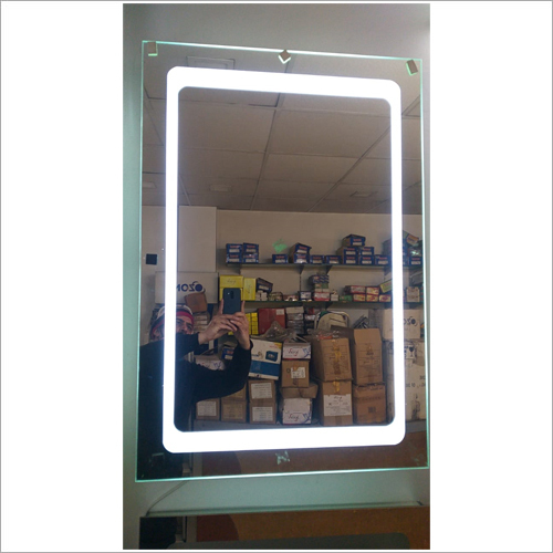 Designer Mirror - Glass, 6-19mm Thickness | Round Shape, Led Light Connector, Silver & Transparent Finish