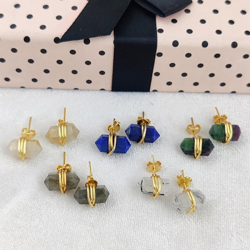 Earrings Ruby Zoisite Gemstone Point Silver Gold Vermeil Wire Wrapped Stud