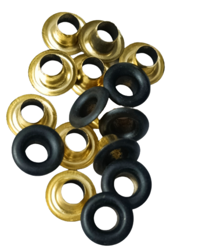 Brass Eyelet - Brass Material, Standard Size, Black & Golden Colors - Round Shape, Painted Pattern, Durable & Rust-Resistant Design
