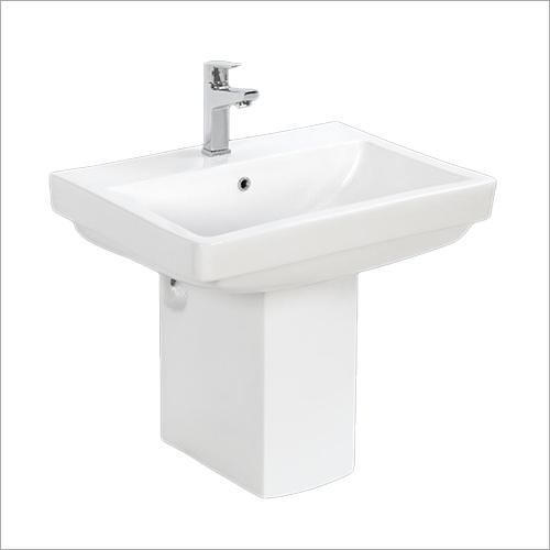 व्हाइट स्क्वायर पेडस्टल वॉश बेसिन