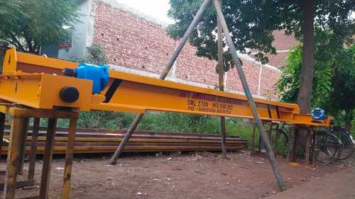 Single Girder EOT Crane - 3-25 Meter Span, Yellow Color | 0.5-15 Ton Load Capacity, Pendant Control, Emergency Stop, Electric Power Supply