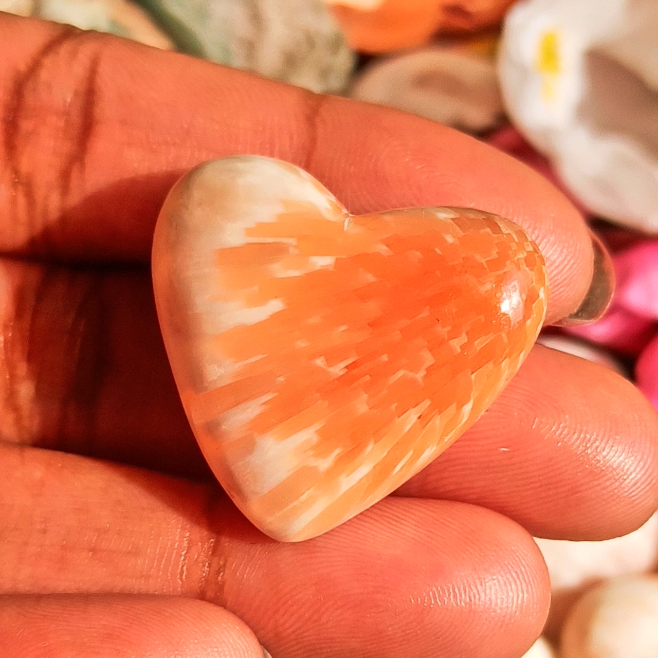 Natural Pink Scolecite Heart Shape Healing Crystal Size: Different Size