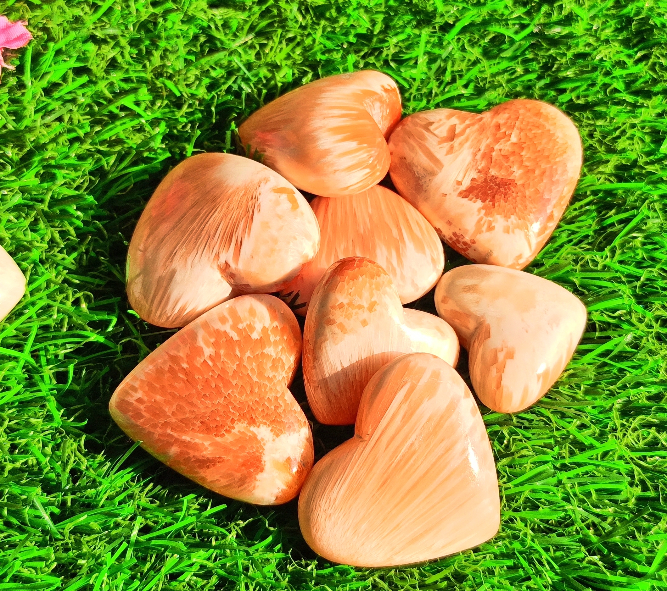 Natural Pink Scolecite Heart Shape Healing Crystal Size: Different Size