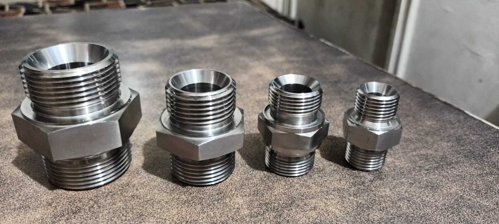 Hydraulic Adapter - Stainless Steel, 1/2 Inch Size, Silver Color, Hex Shape | Industrial Usage, Male Connection Type, Wholesale Manufacturer