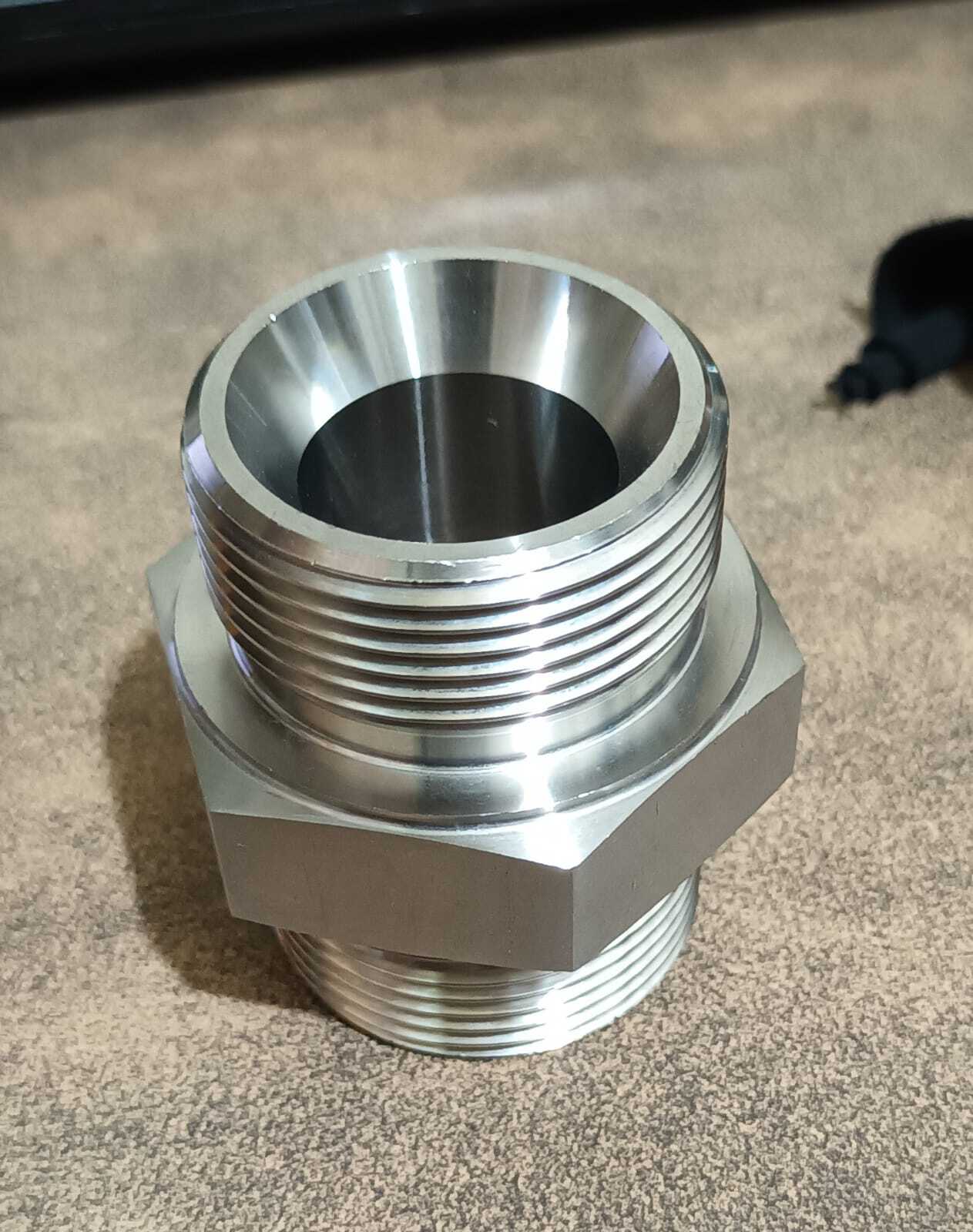 Ss Hex Nipple - Stainless Steel, Threaded End Connection, Silver Color | High Quality, Dimensional Accuracy, Precision Manufacturing