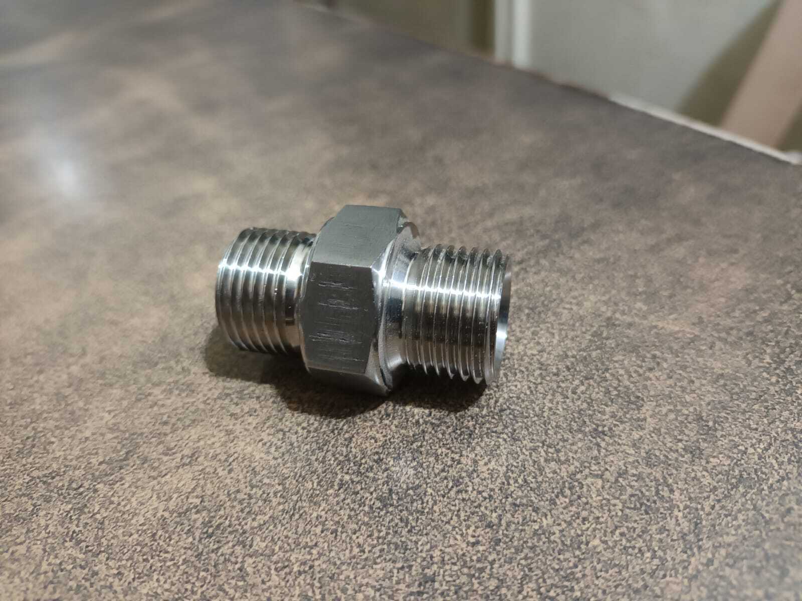 Ss Hex Nipple - Stainless Steel, Threaded End Connection, Silver Color | High Quality, Dimensional Accuracy, Precision Manufacturing