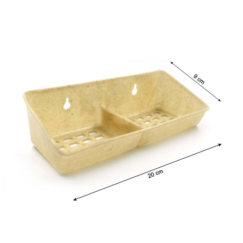 Wall Mount Soap Case Holder (4712) - Plastic, 2 Sections, Cream/assorted | Flip Cover, Water & Dust Proof, Hollow Drain Design For Cleanliness