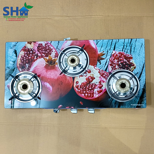 3br Crystal Digital Glass With Ss Frame (Jumbo Digital) - Stainless Steel, Manual Ignition, 360â° Rotating Back Nozzle, Heavy Pan Support