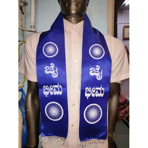 Printed Promotional Scarves - Medium Length, Blue Machine-made Knitted Fabric | Versatile Accessory For Brand Visibility And Gifting