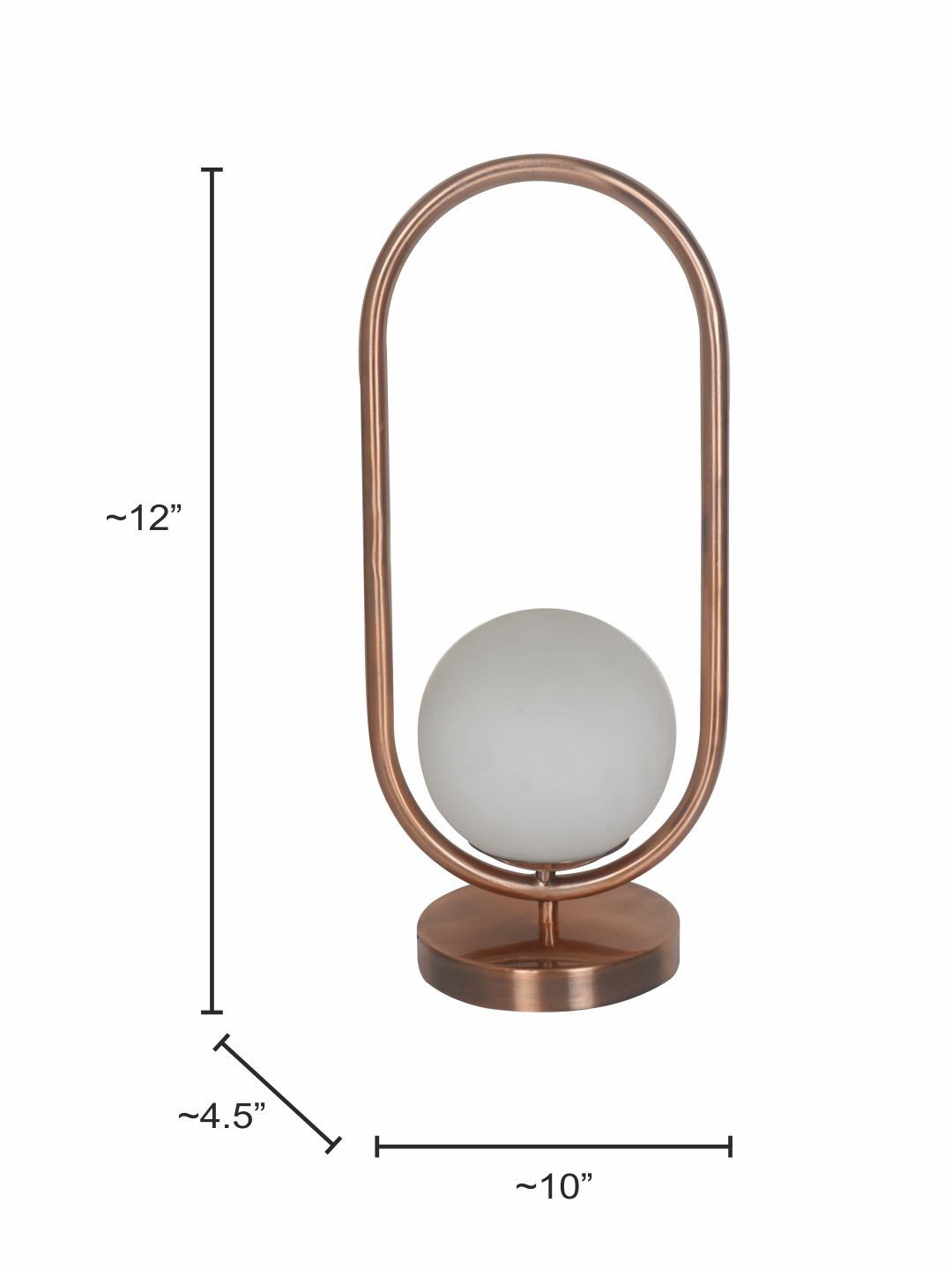 Modern Antique Copper Capsule Ring White Globe Table Lamp