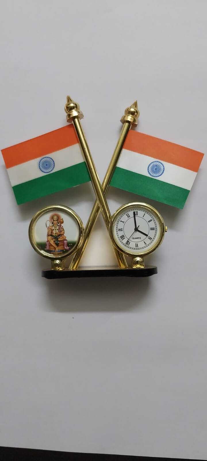 Indian Flag With Clock For Office Table